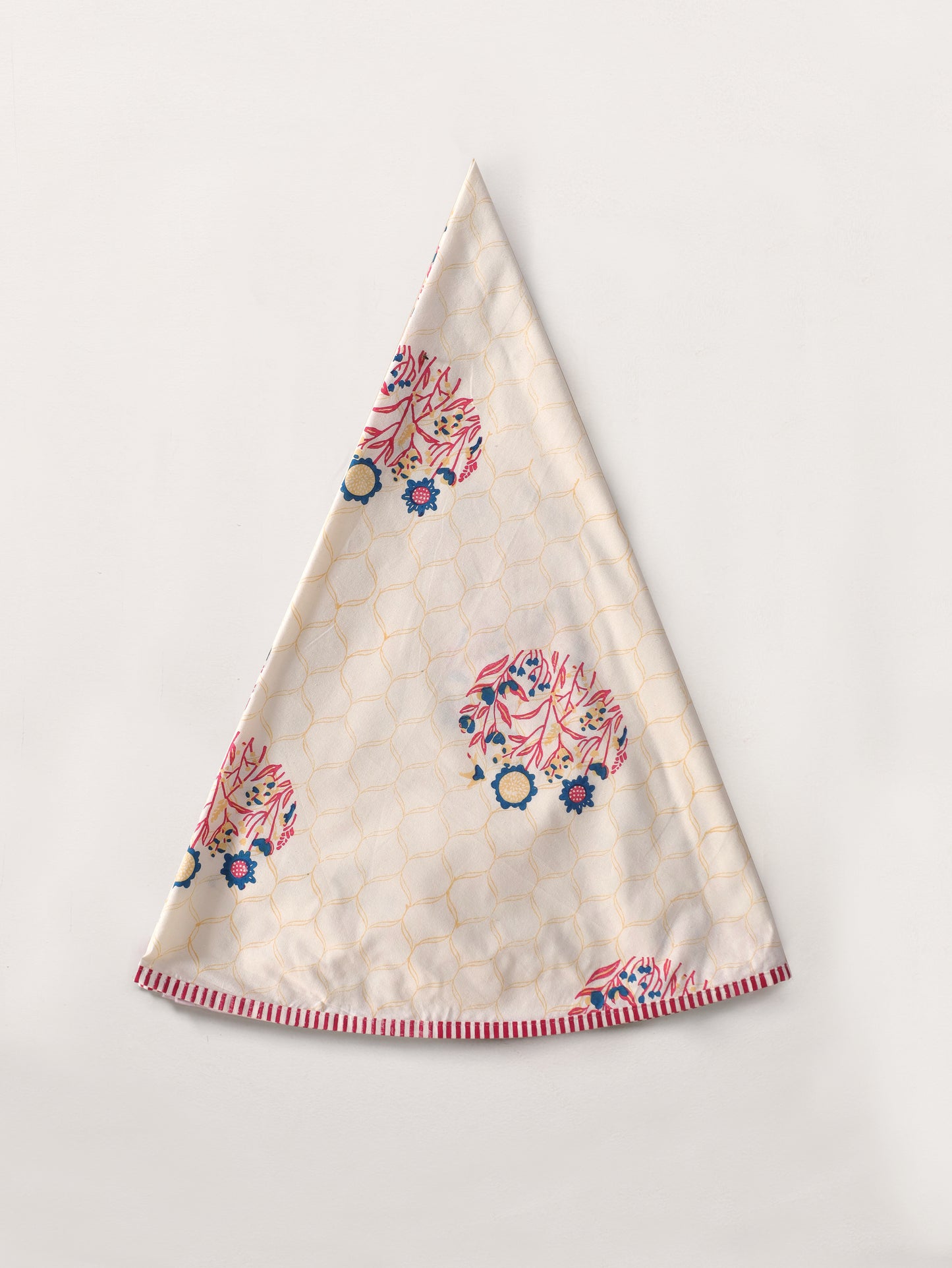 Navy red and yellow phool bagh motif round table cover