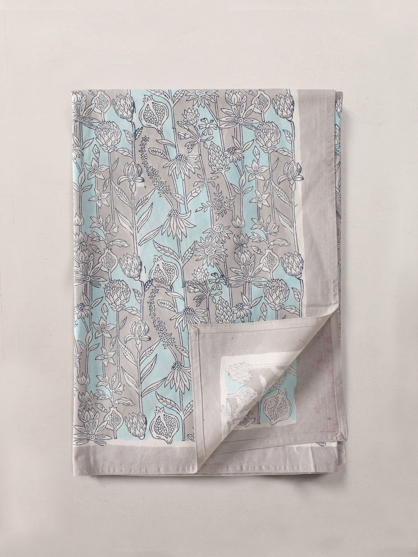 Blue and grey gadh jaal dining table cover