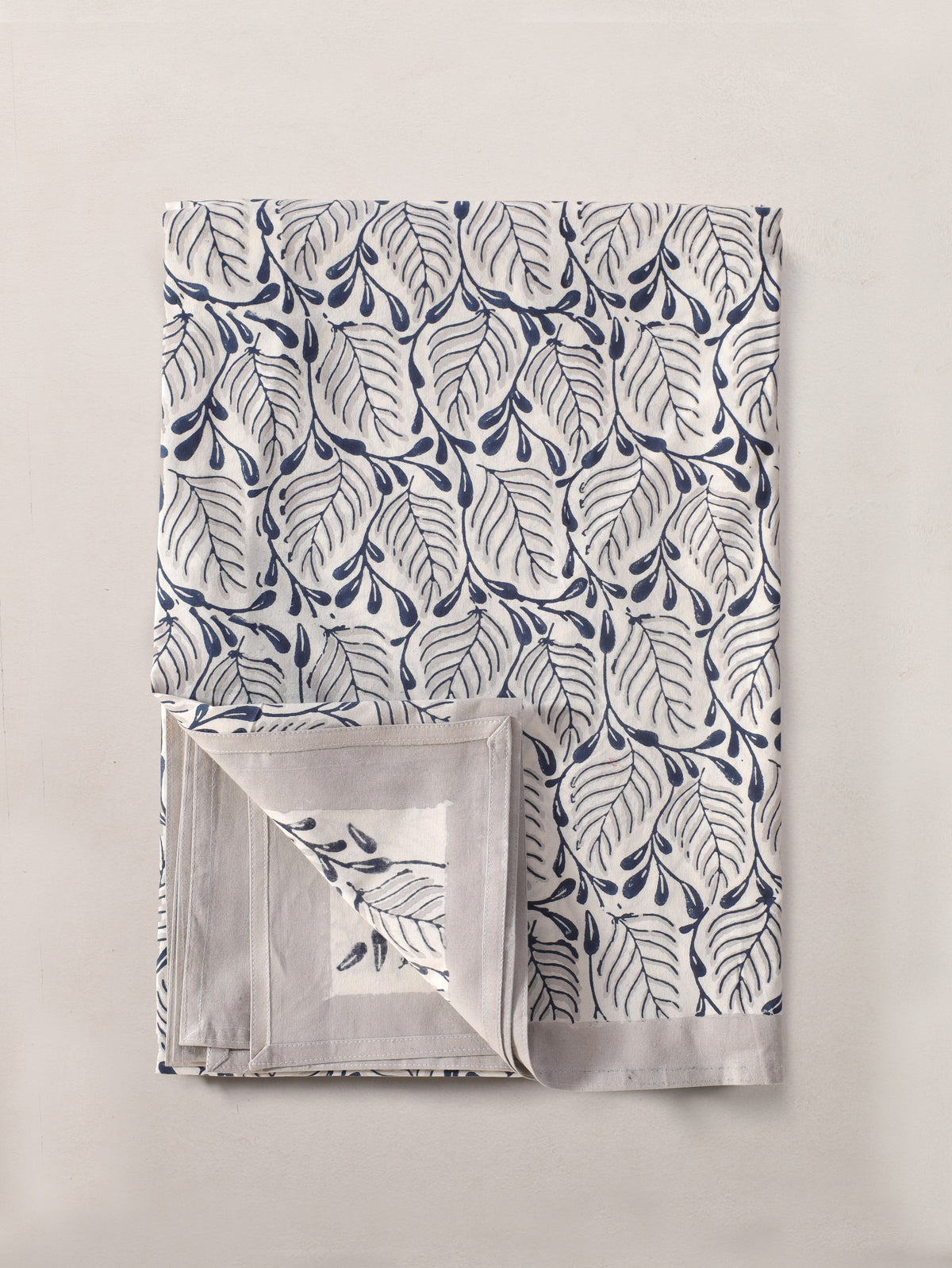 Navy and grey 2 colour matching motif dining table cover