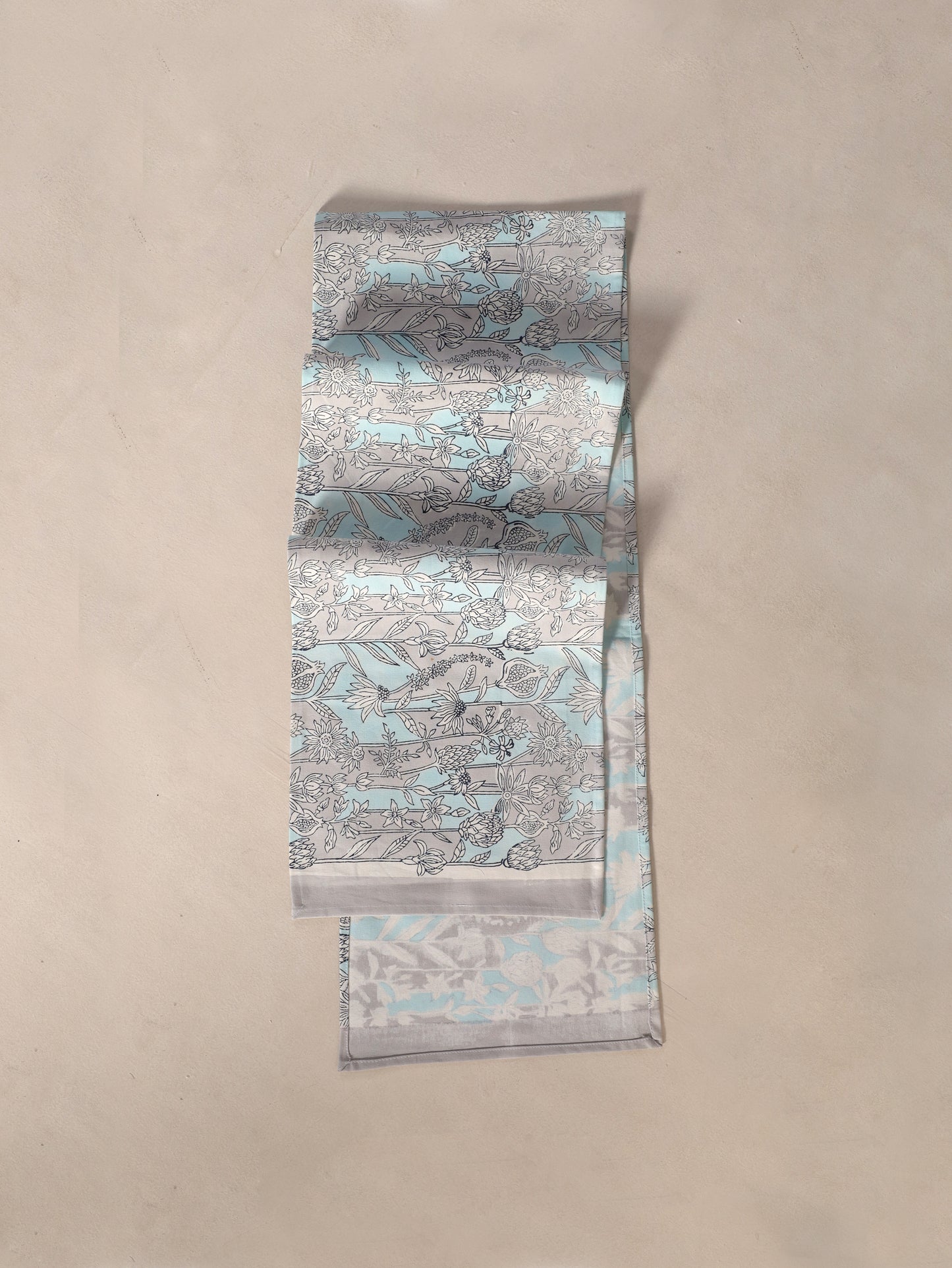 Blue and grey gadh jaal table runner