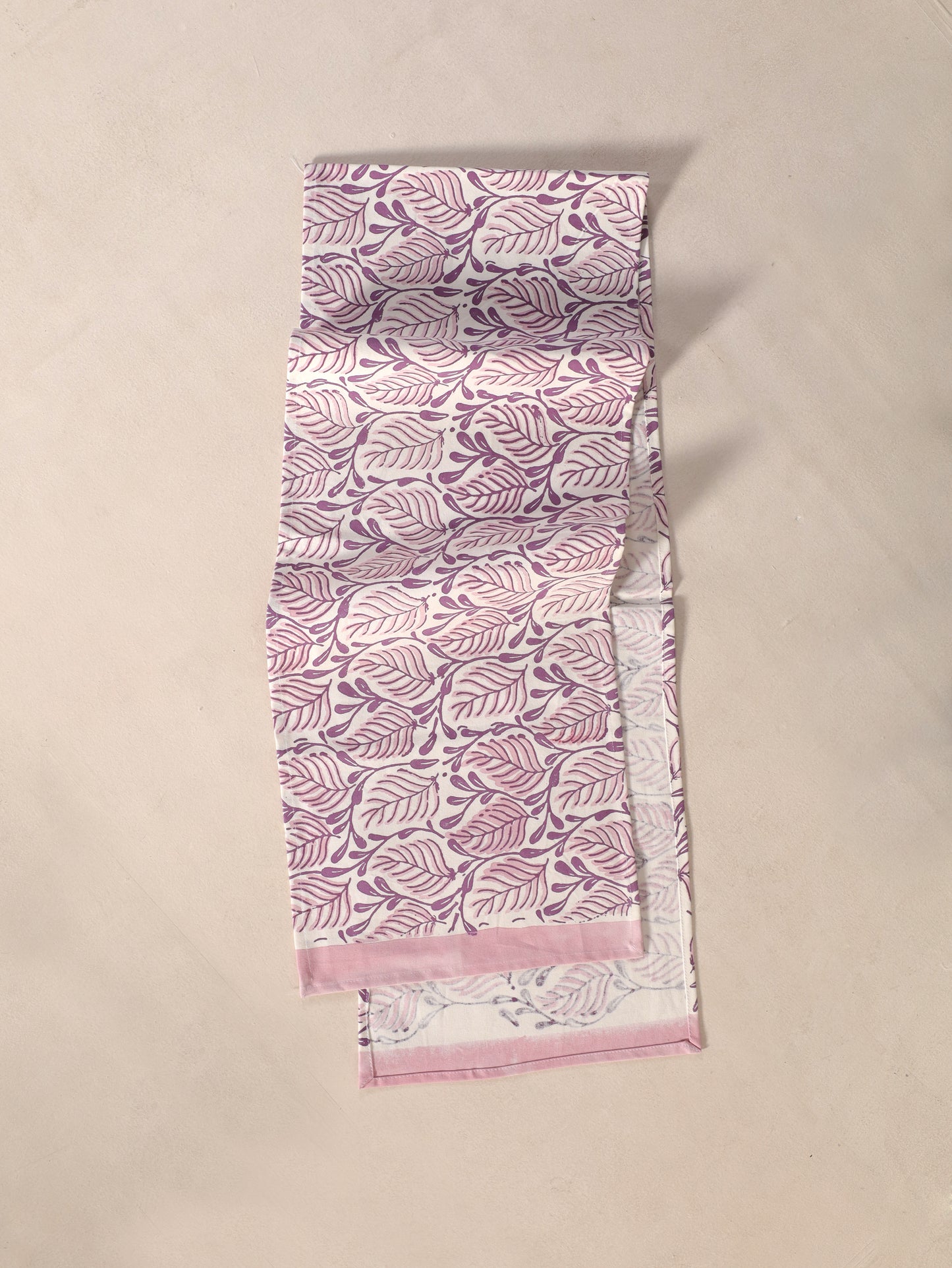Lilac and pink 2 colour matching motif table runner
