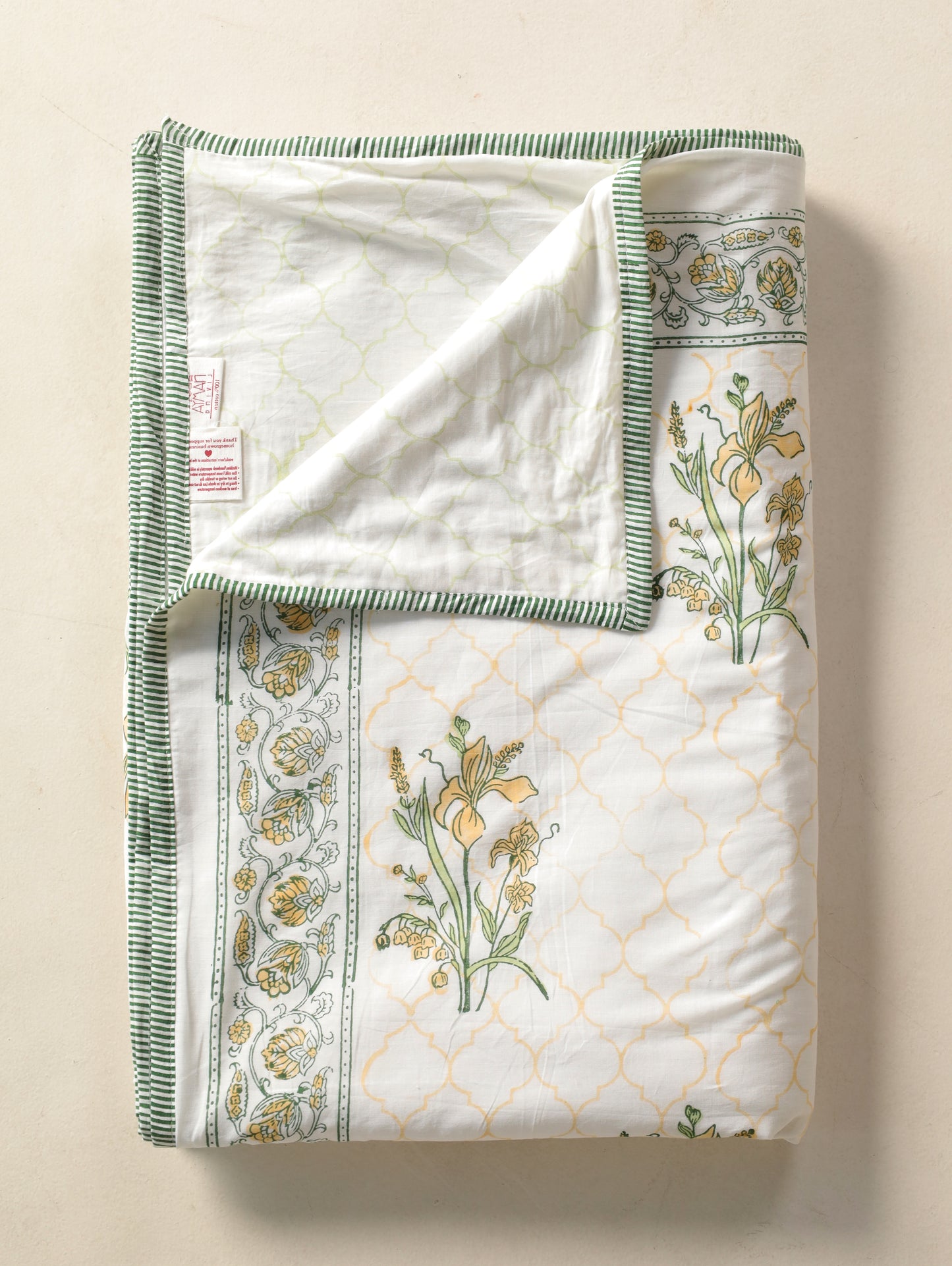 Green parrot and yellow ek phool mulmul dohar