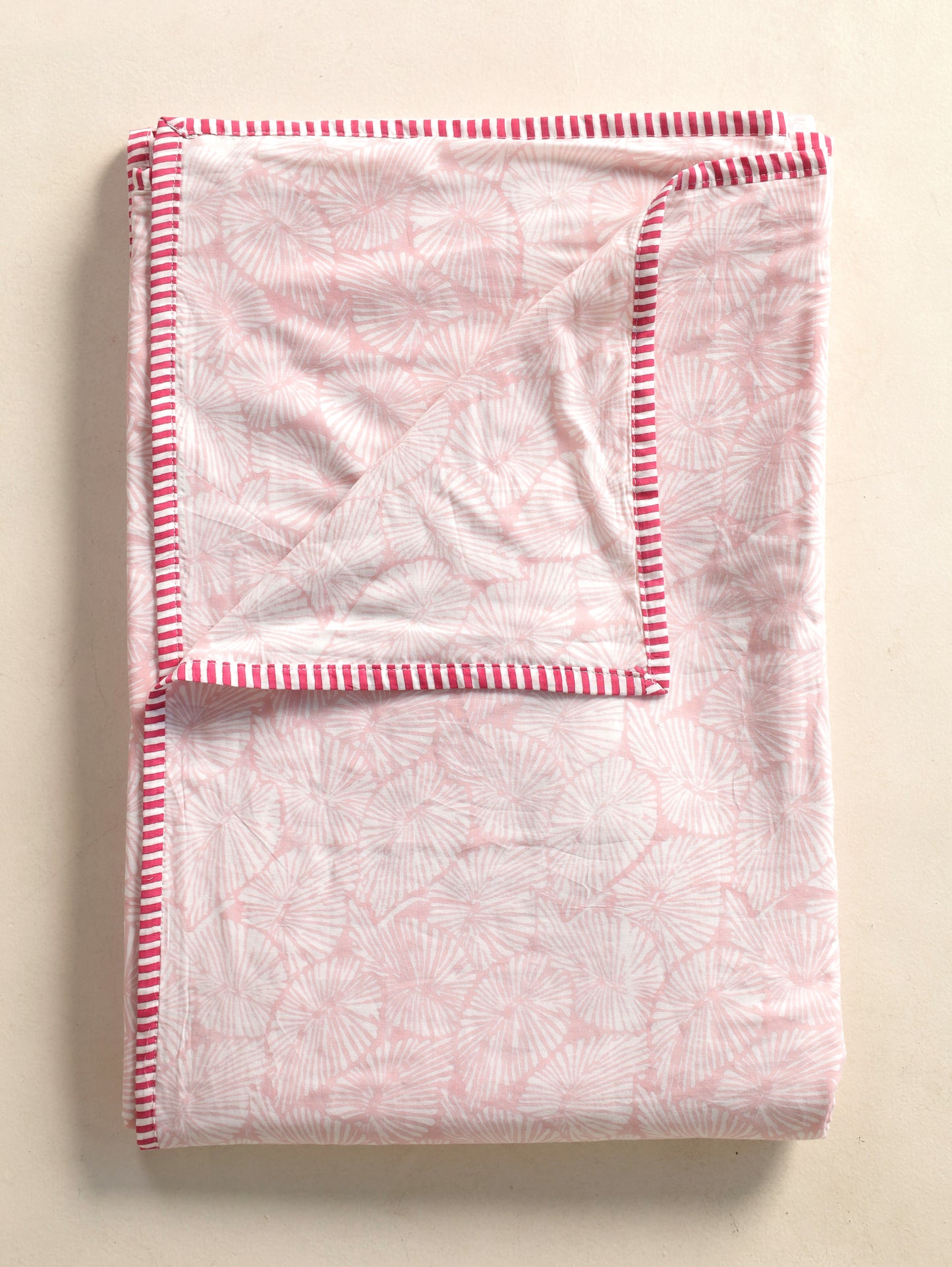 Light pink small lines leaves jaal mulmul dohar