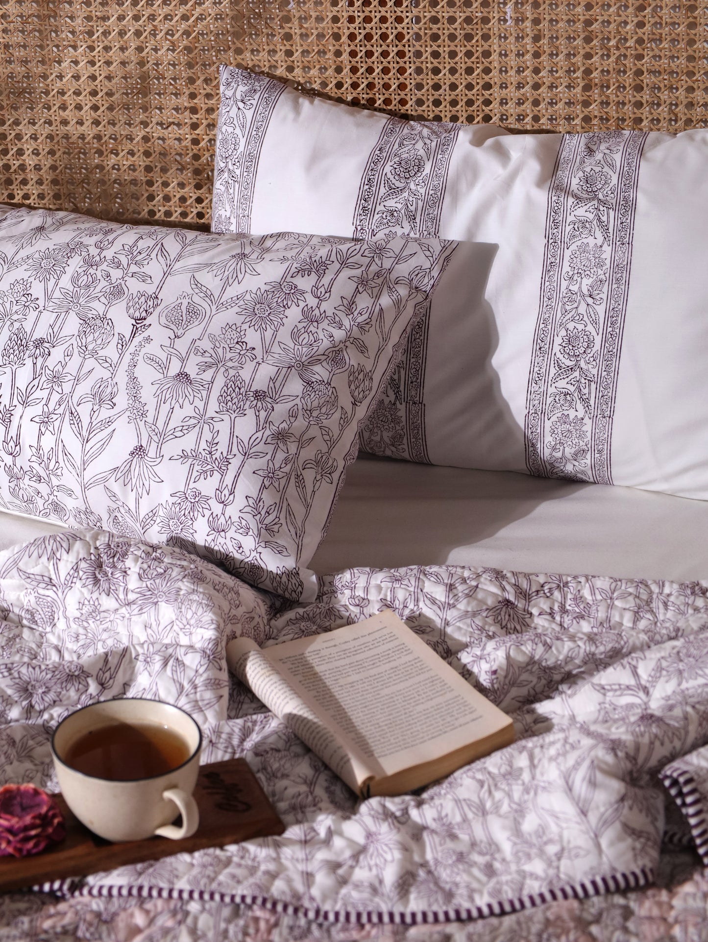 Pink and grey gadh jaal mulmul quilt