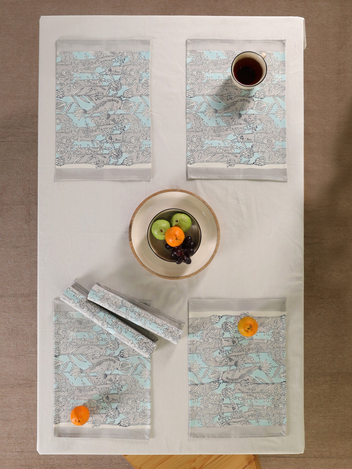 Blue and grey gadh jaal table mat