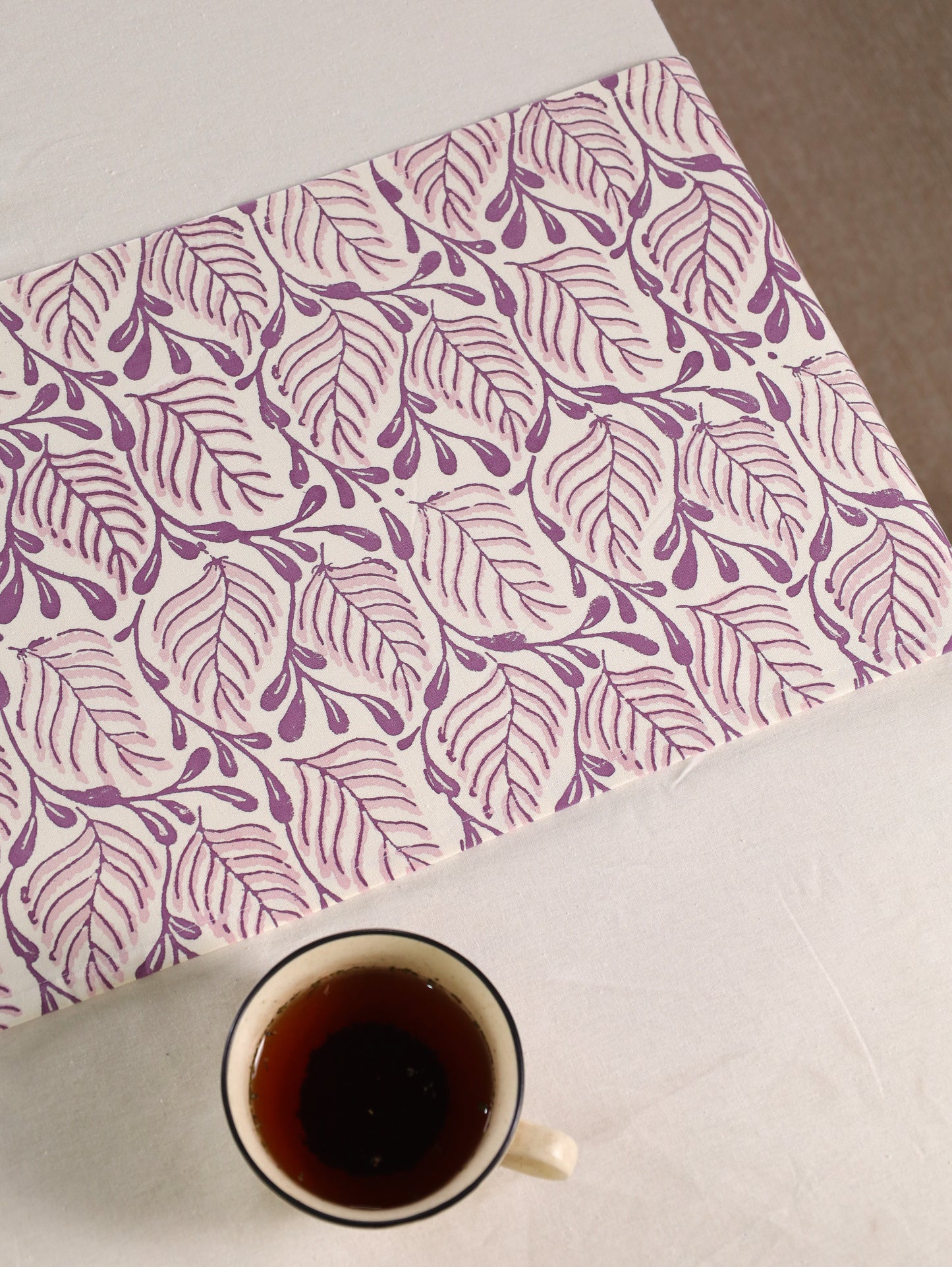 Lilac and pink 2 colour matching motif table runner