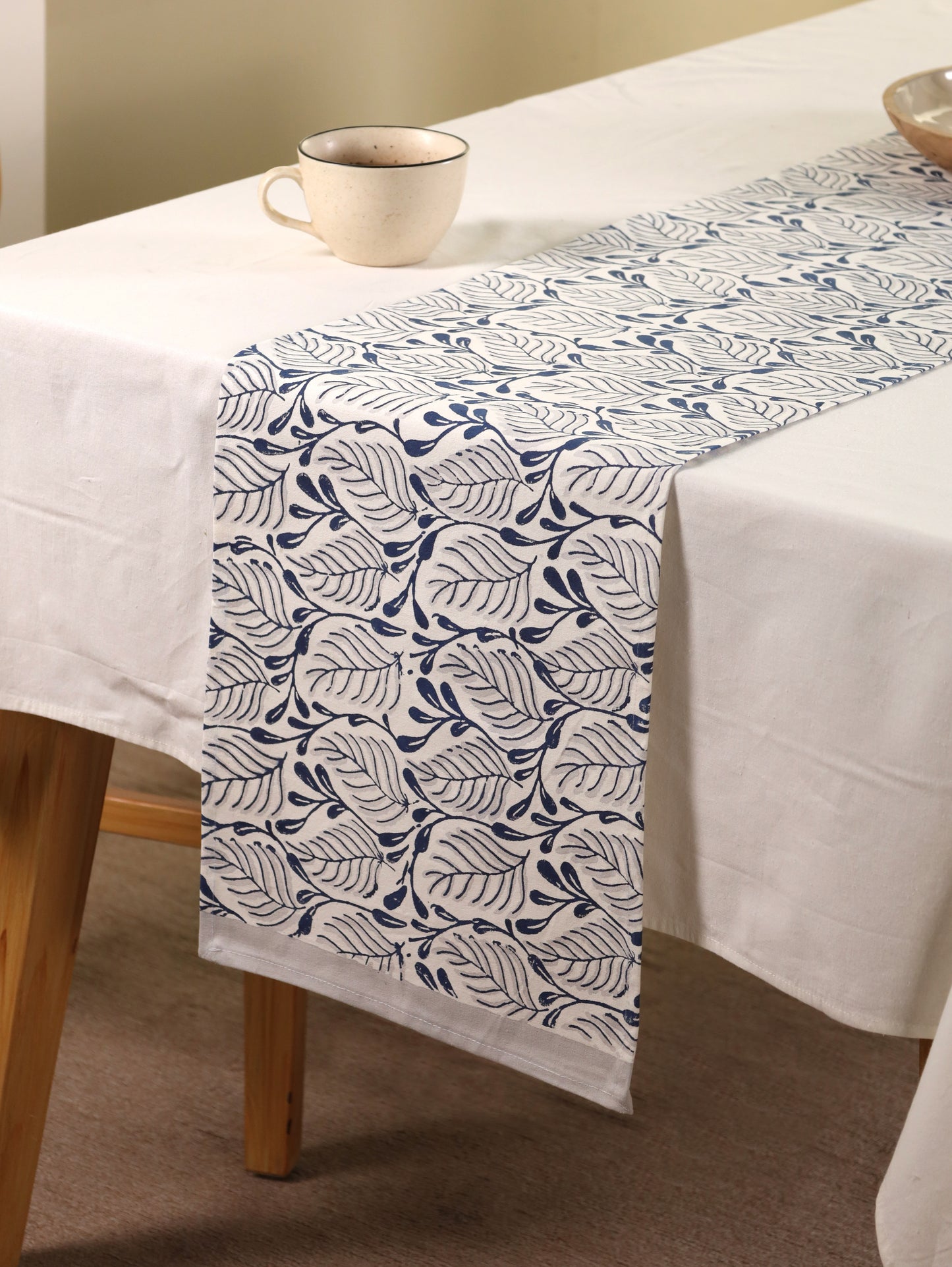Navy and grey 2 colour matching motif table runner