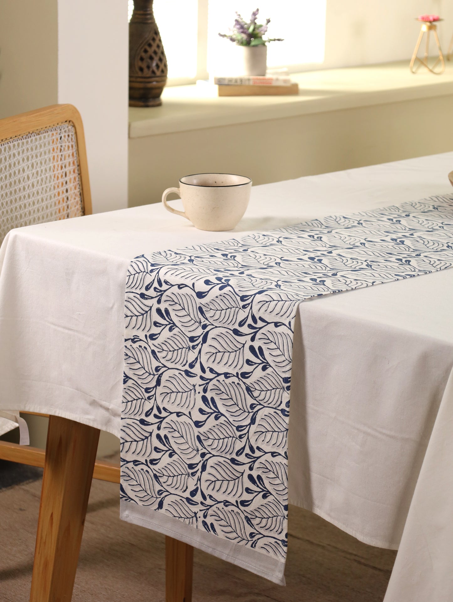 Navy and grey 2 colour matching motif table runner