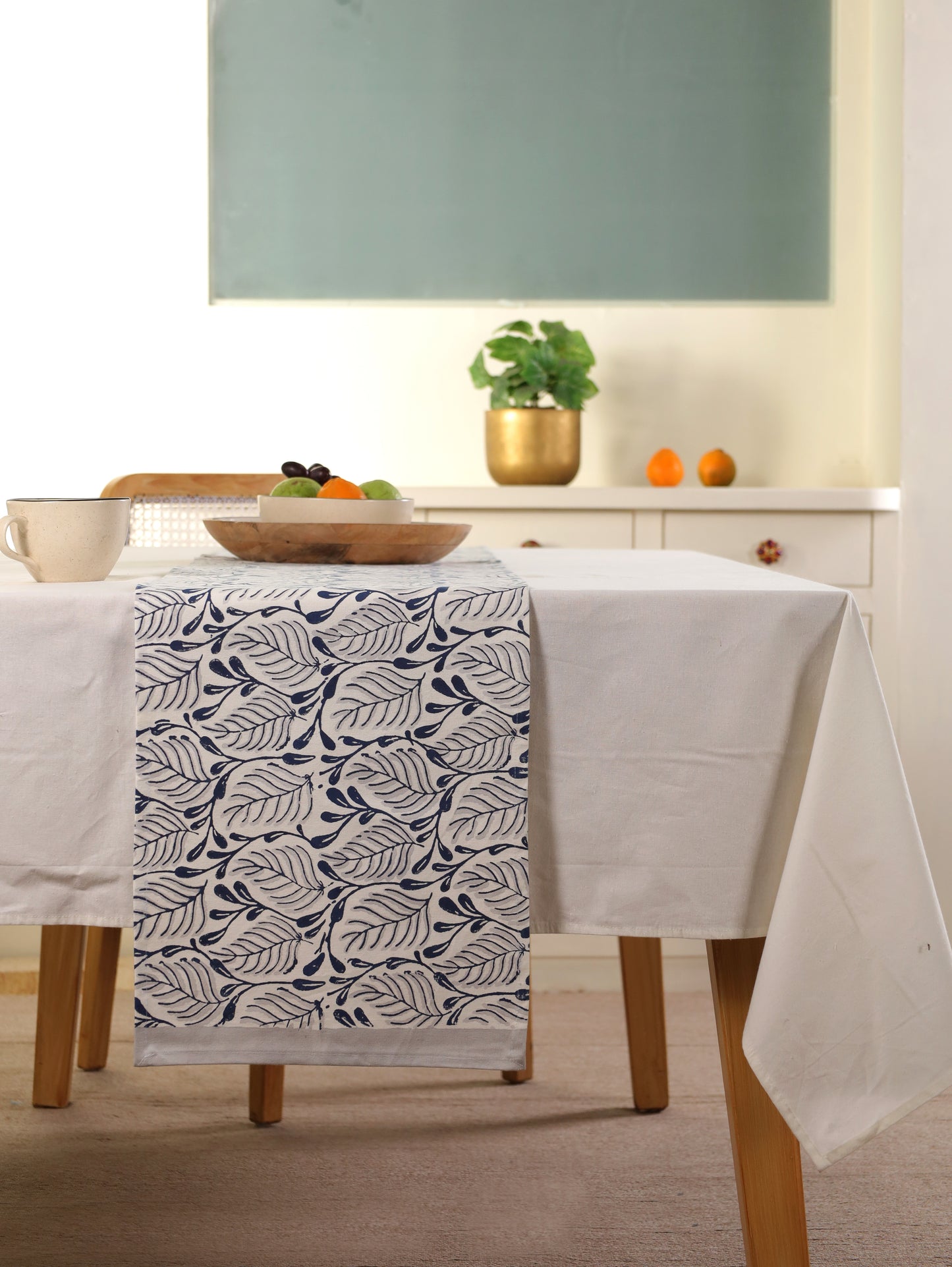 Navy and grey 2 colour matching motif table runner