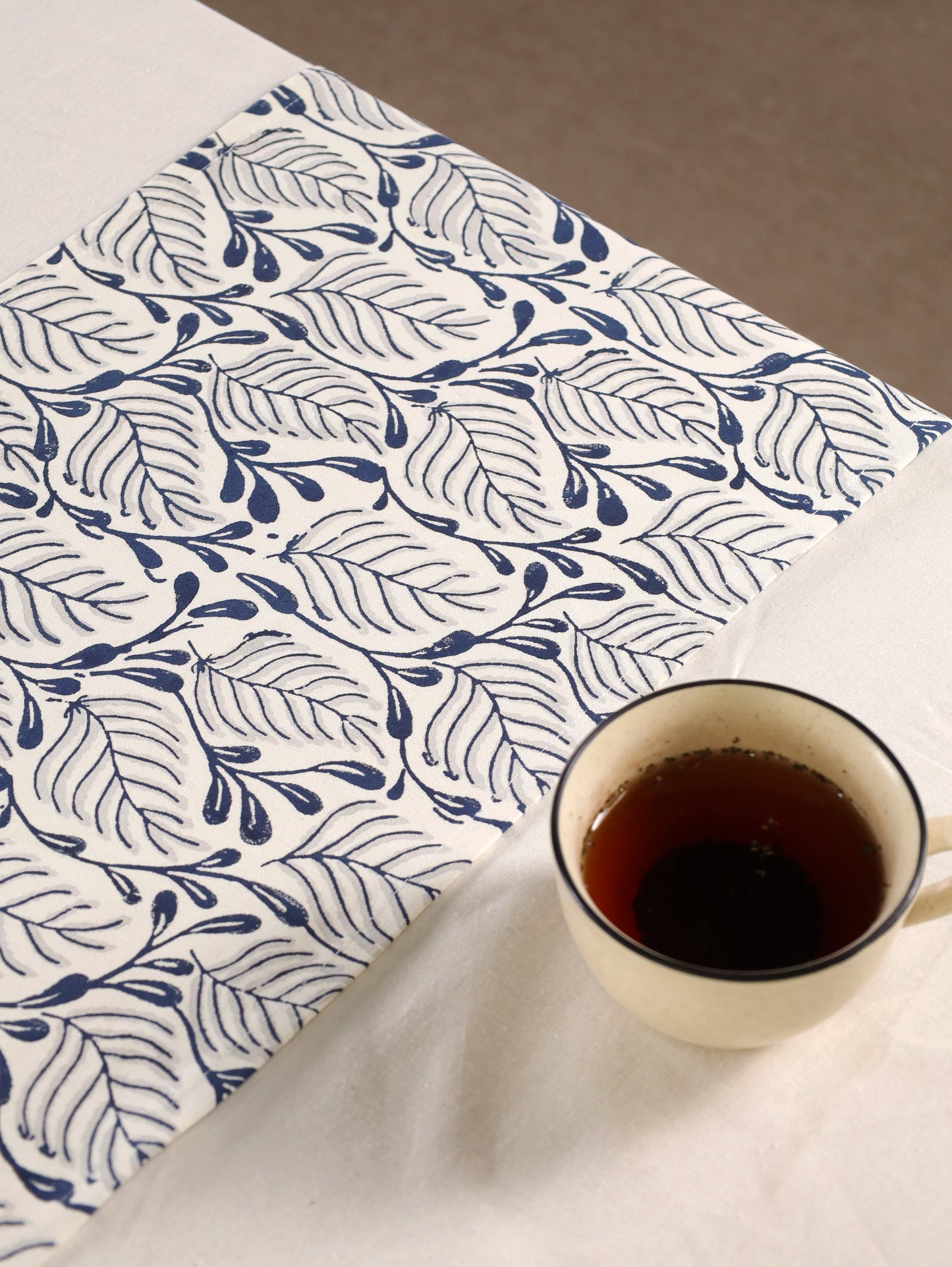 Navy and grey 2 colour matching motif table runner
