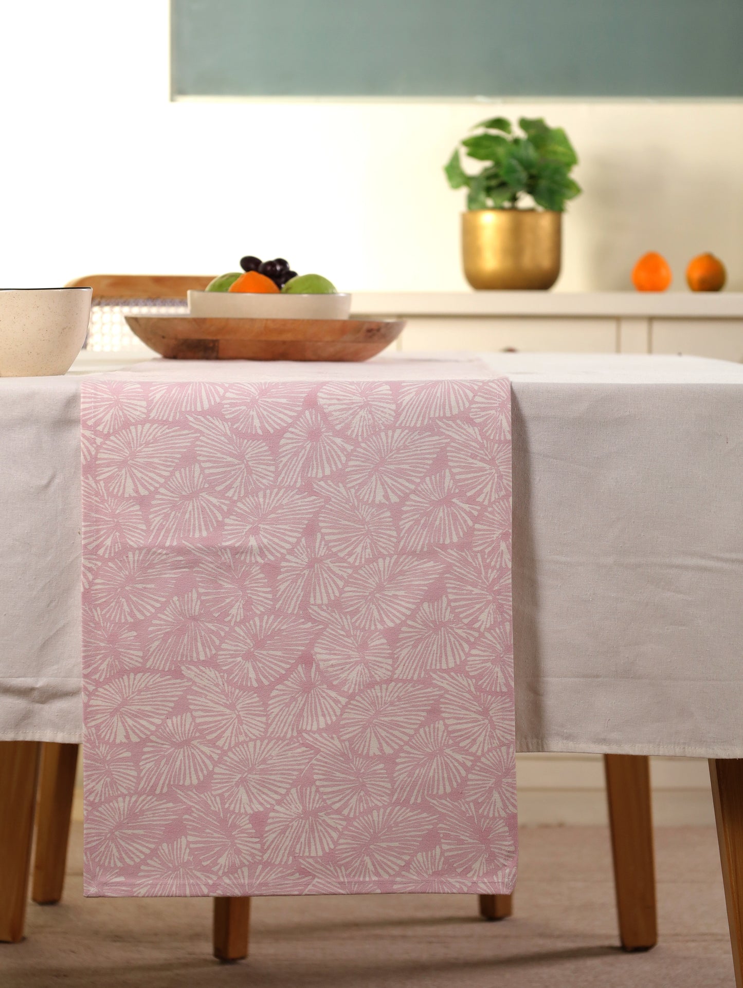 Peach small lines table runner