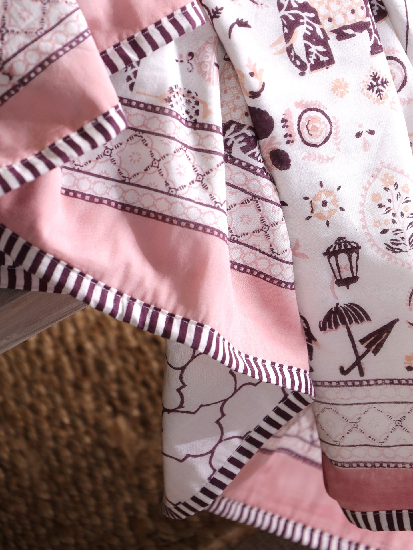 Lilac and maroon scattered ethnic mulmul dohar