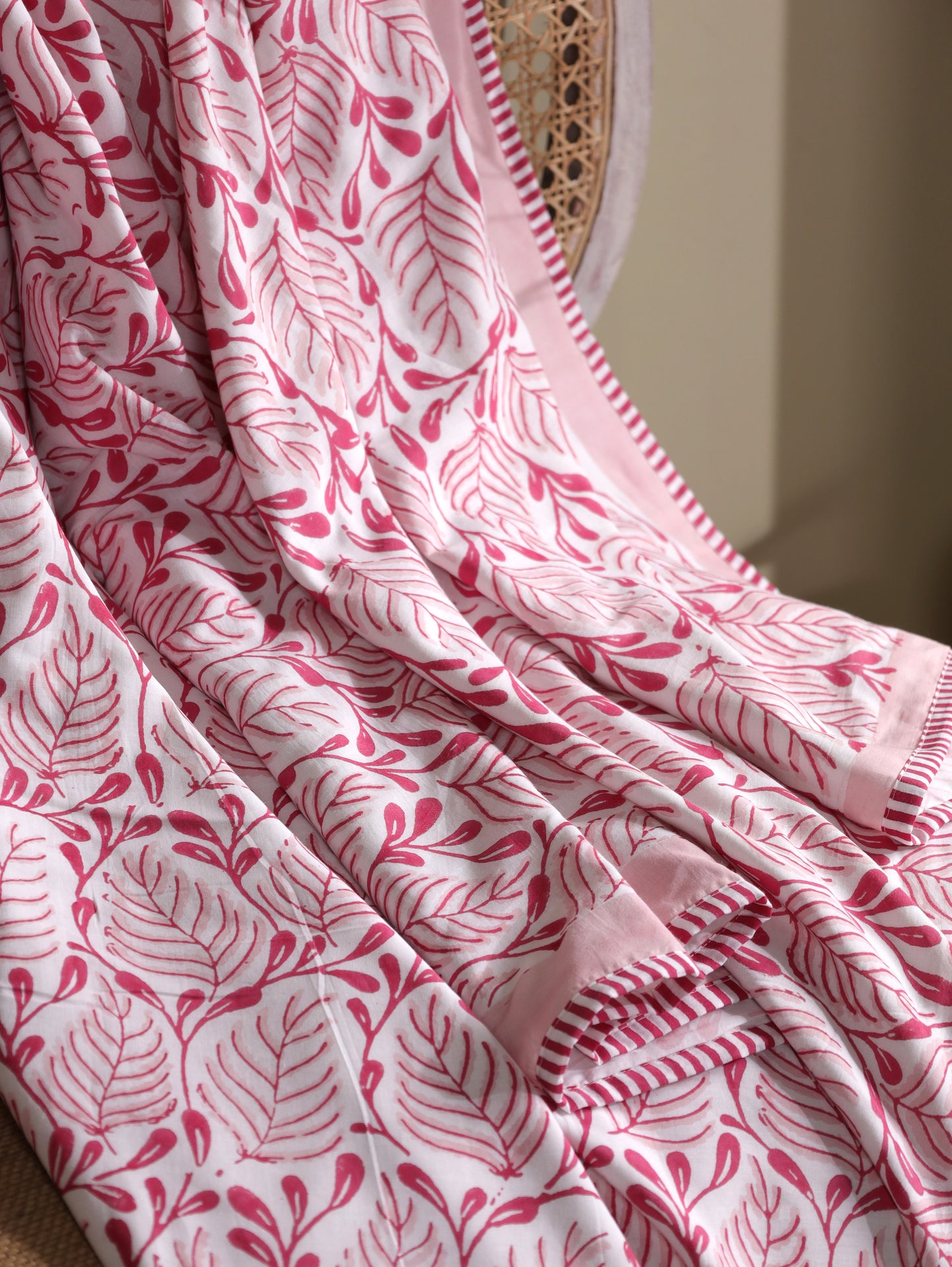 Magenta and pink 2 colour matching motif mulmul dohar