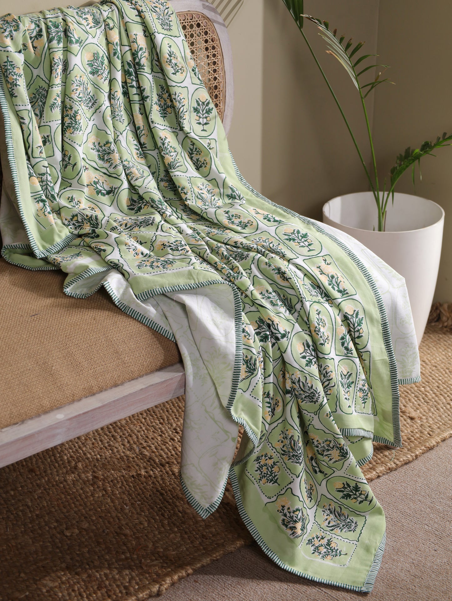 Green and yellow motif tiles mulmul dohar