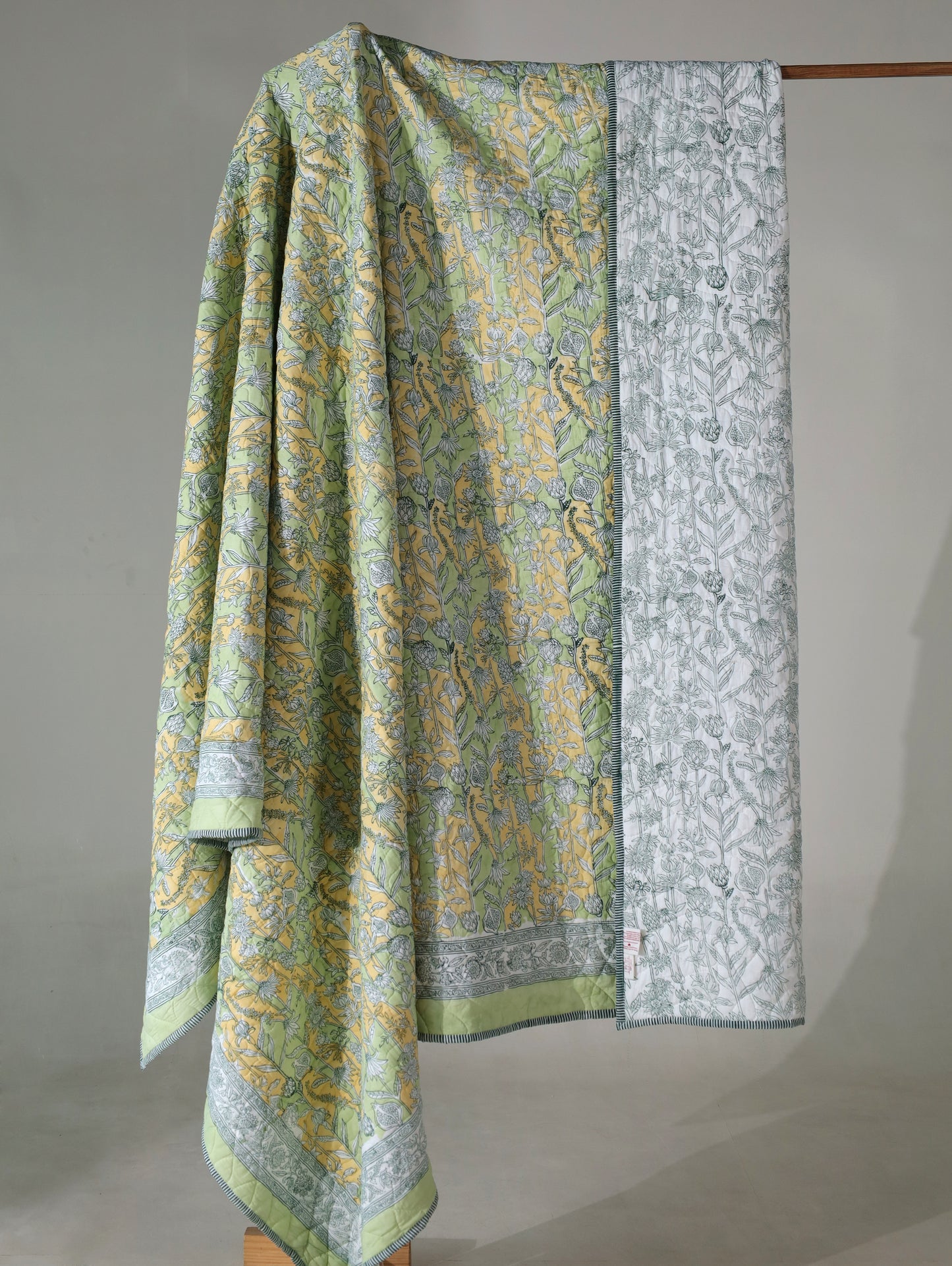 Parrot and yellow gadh jaal mulmul quilt
