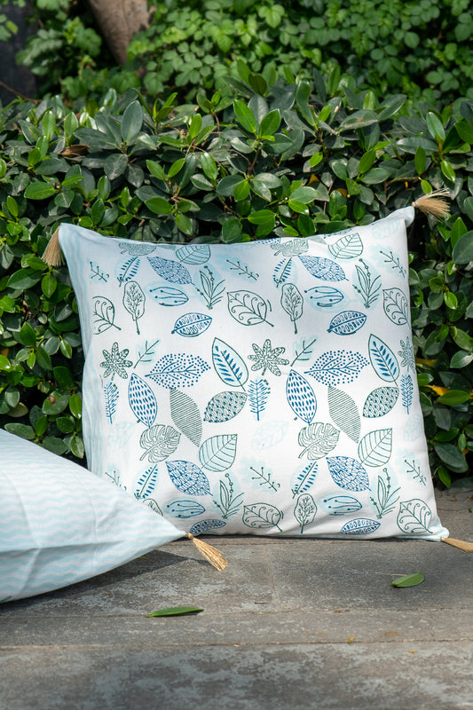 Green and blue forest abstract cushion cover