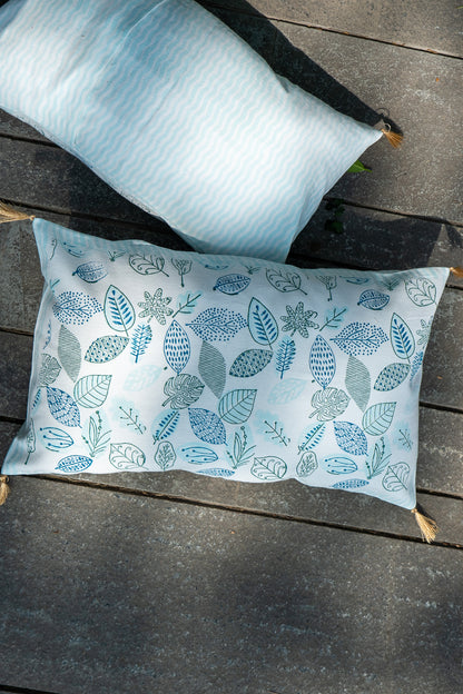 Green and blue forest abstract cushion cover