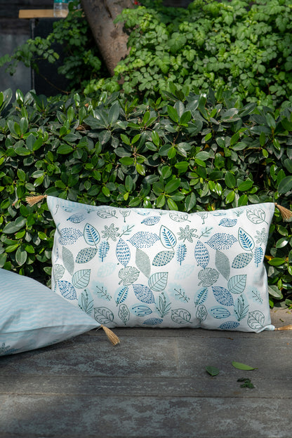 Green and blue forest abstract cushion cover