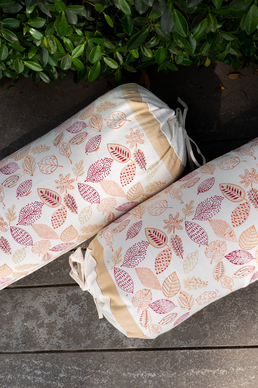 Magenta and orange forest abstract bolster cover