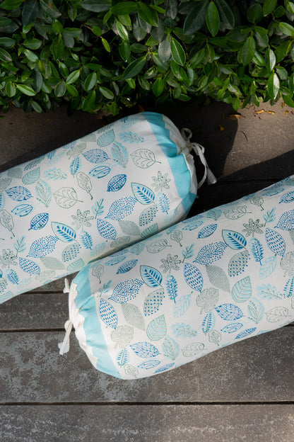 Green and blue forest abstract bolster cover