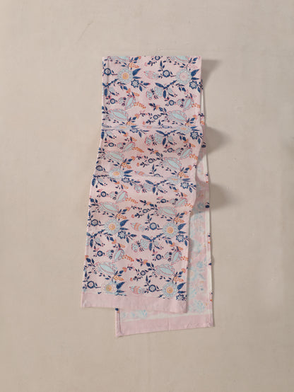 Turquoise blue and peach phal aur phool table runner