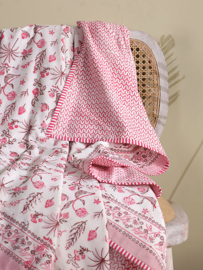 Magenta and maroon nariyal tree mulmul dohar (scattered floral)