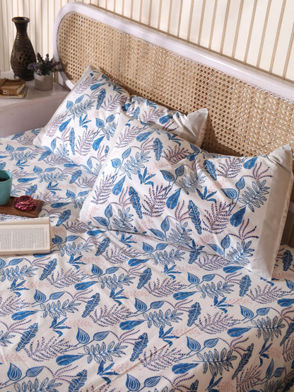 Blue and pink forest garden bedsheet set