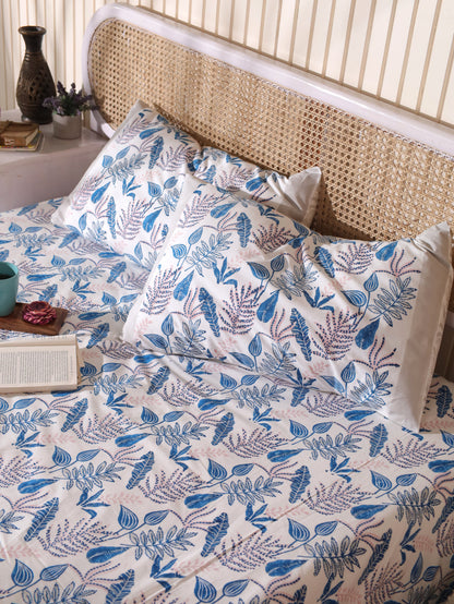 Blue and pink forest garden fitted bedsheet set