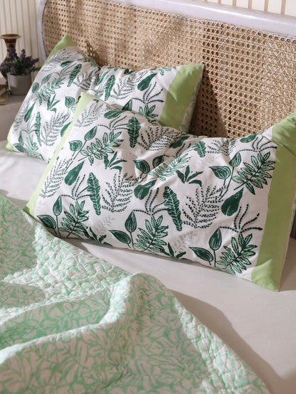 Green and grey forest garden mulmul quilt