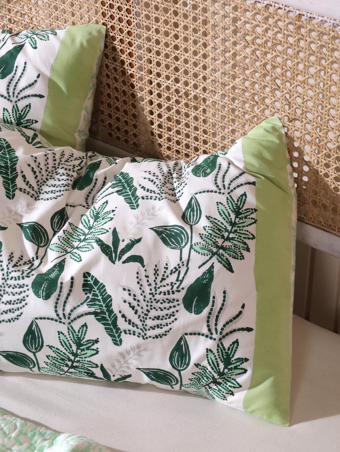 Green and grey forest garden mulmul quilt