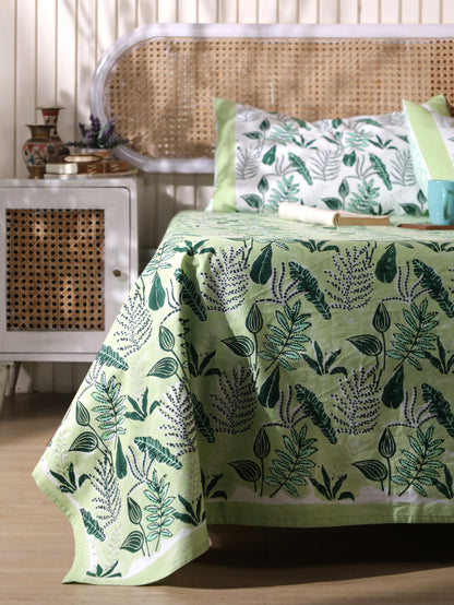 Green and grey forest garden bedsheet set