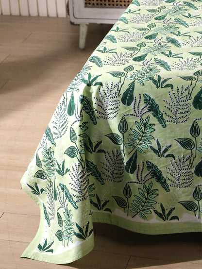 Green and grey forest garden fitted bedsheet set