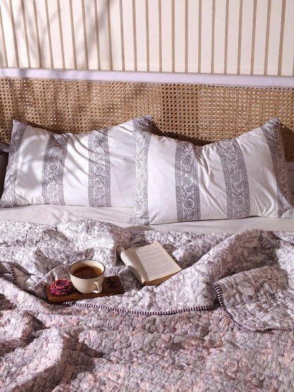Pink and grey gadh jaal mulmul quilt