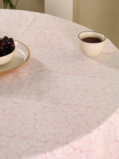 Peach small lines round table cover