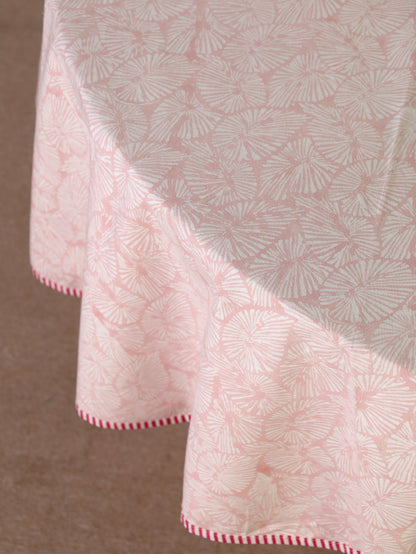 Peach small lines round table cover