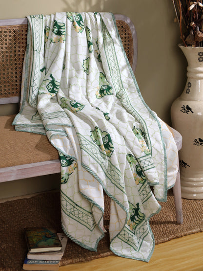 Green and yellow jharokha motif mulmul dohar