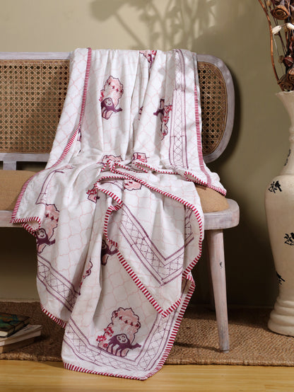 Lilac and maroon jharokha motif mulmul dohar