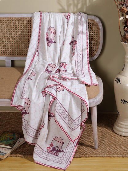 Lilac and maroon jharokha motif mulmul dohar