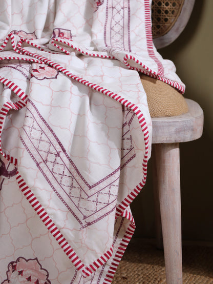 Lilac and maroon jharokha motif mulmul dohar