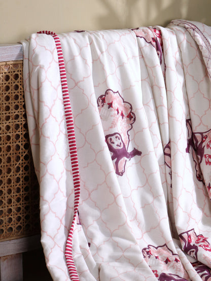 Lilac and maroon jharokha motif mulmul dohar