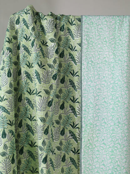 Green and grey forest garden mulmul quilt