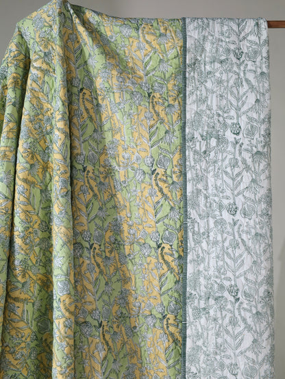 Parrot and yellow gadh jaal mulmul quilt