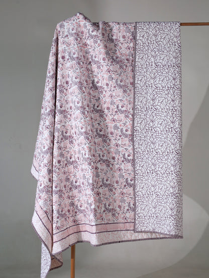 Lilac and pink kamal phool mulmul quilt (floral jaal)