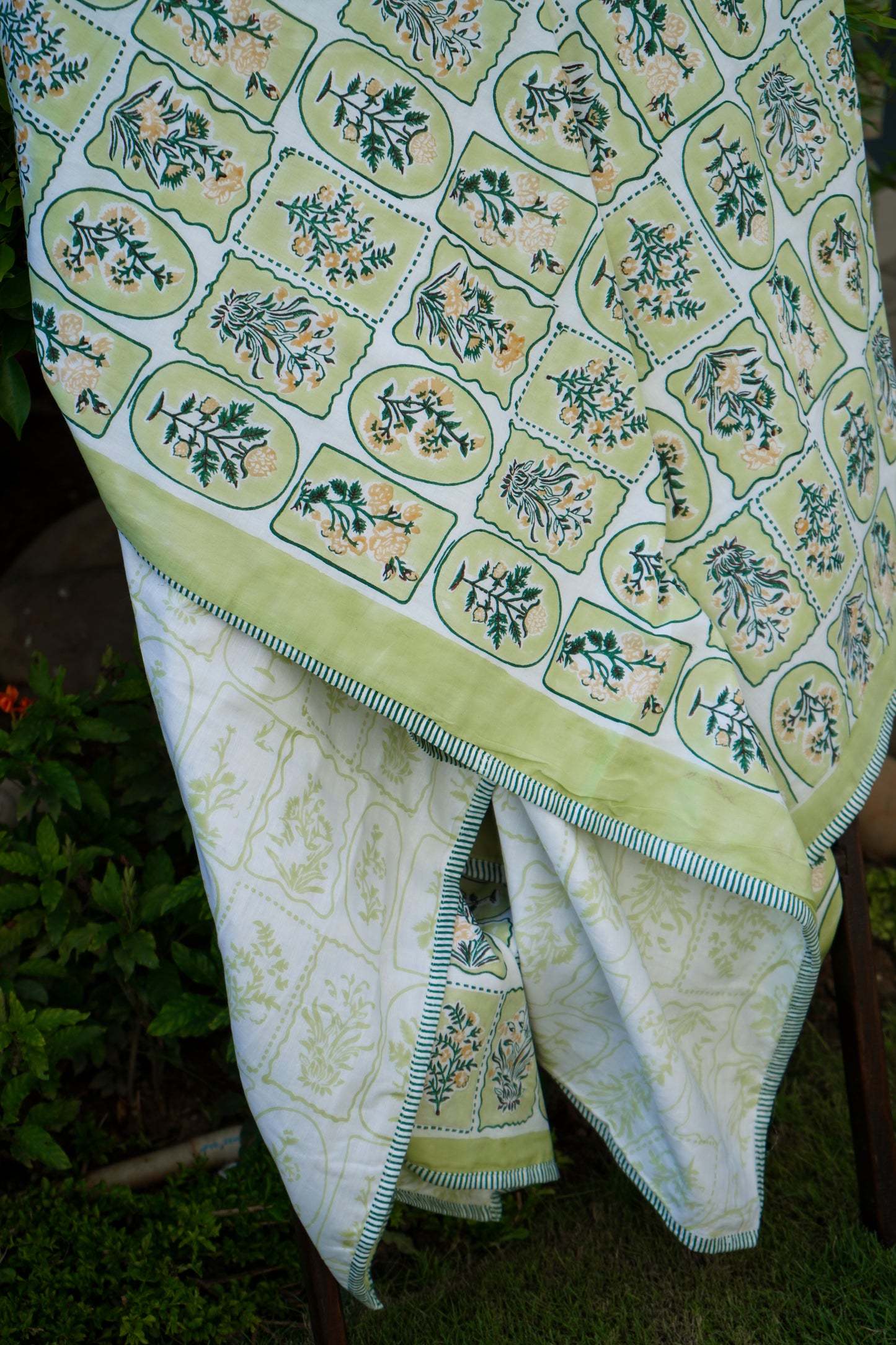 Green and yellow motif tiles mulmul dohar