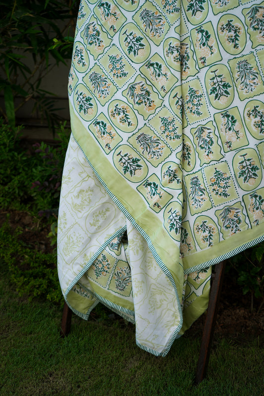 Green and yellow motif tiles mulmul dohar