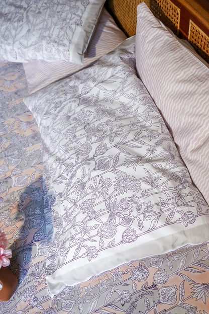 Pink and grey gadh jaal bedsheet set