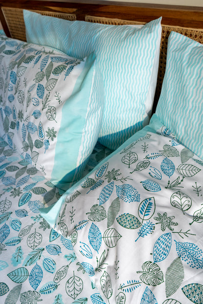 Green and blue forest abstract bedsheet set