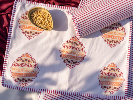 Magenta orange heera jaal table/tray mat