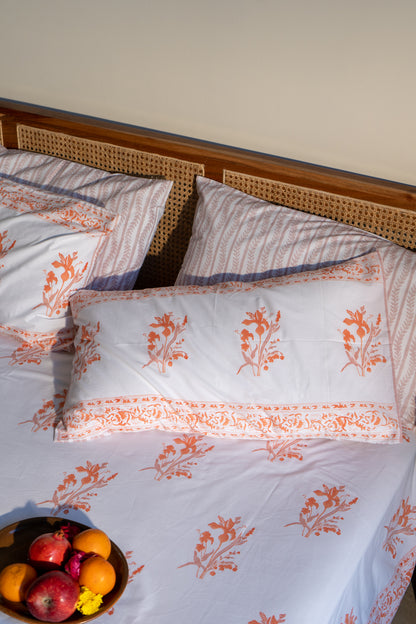 Orange and brown ek phool bedsheet set