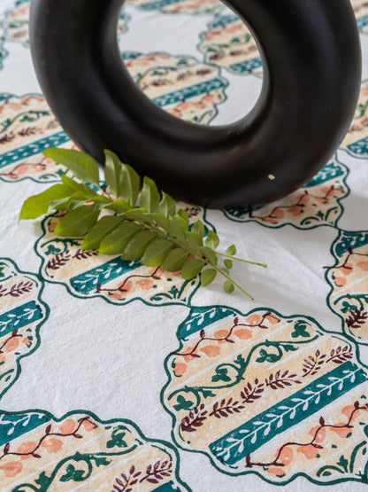 Green blue heera jaal table cover